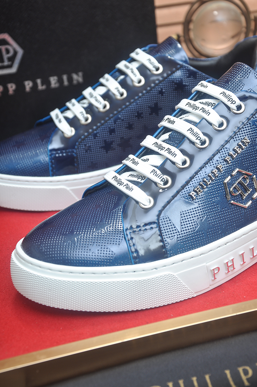 Philipp Plein Men's Blue Leather Low-Top Sneakers, Sizes 38-45 9 i1744910200389 9948 0 7