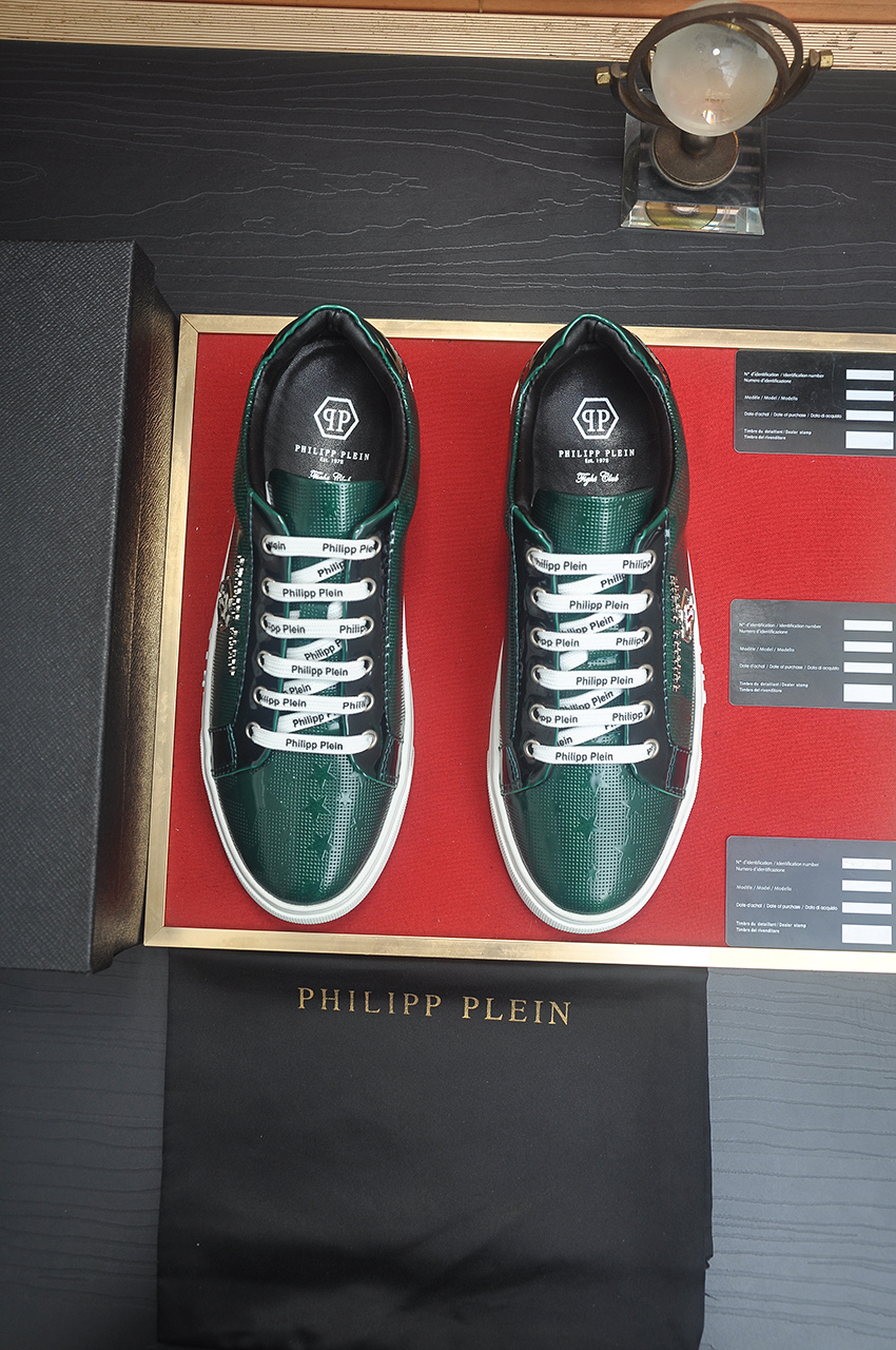 Philipp Plein Green Leather Sneakers. Stylish Design, Comfortable Fit 2 i1744910212735 5553 0 0