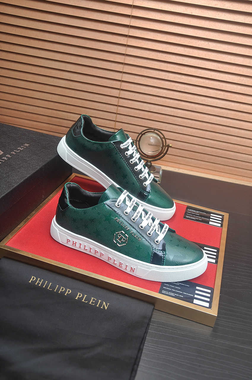 Philipp Plein Green Leather Sneakers. Stylish Design, Comfortable Fit 7 i1744910213819 7875 0 5