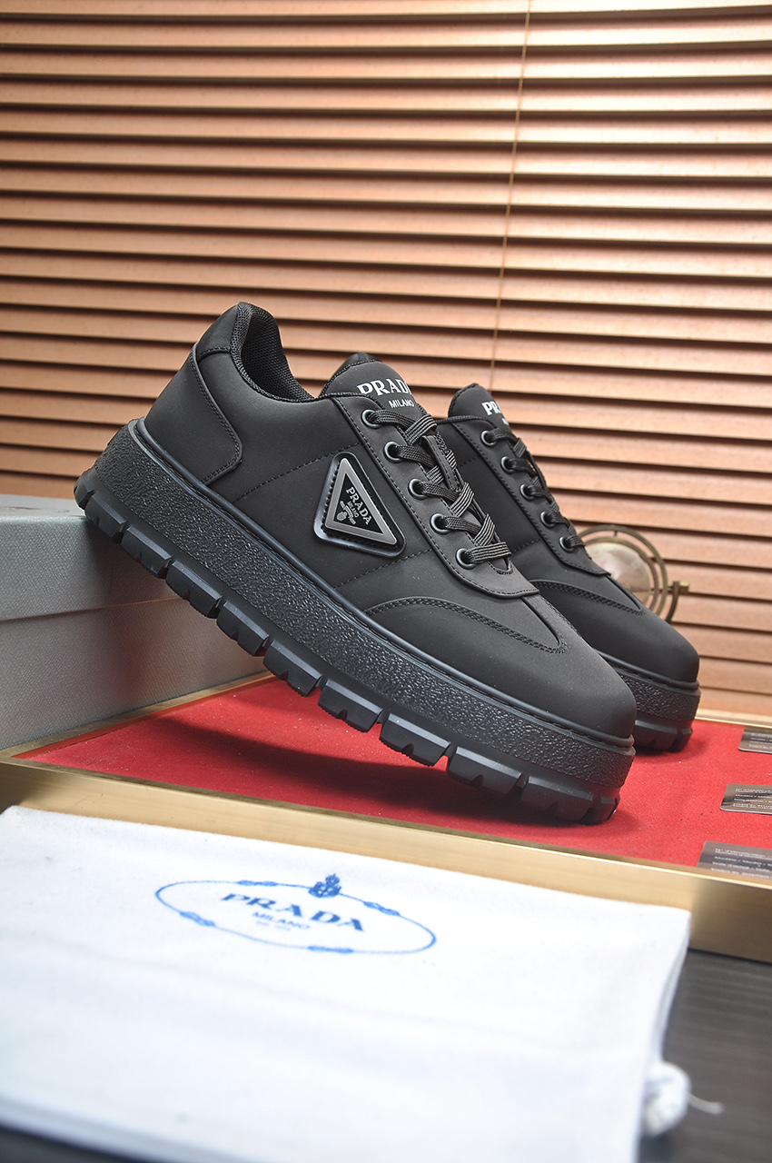 Prada Men's Black Leather & Fabric Lace-Up Sneakers, Sizes 38-45 4 i1745516628487 9224 0 2