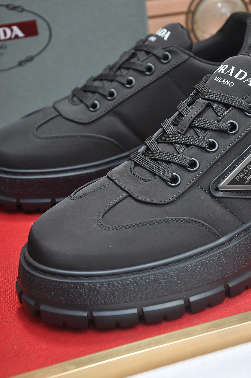 Prada Men's Black Leather & Fabric Lace-Up Sneakers, Sizes 38-45 9 i1745516628488 4971 0 7