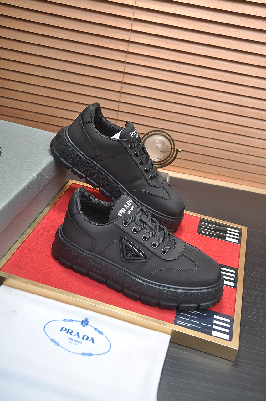 Prada Men's Black Leather & Fabric Lace-Up Sneakers, Sizes 38-45 7 i1745516628488 6912 0 5