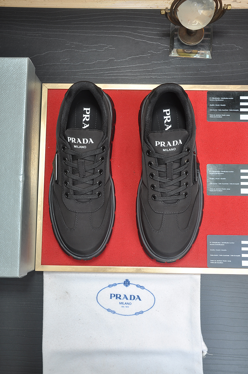 Prada Men's Black Leather & Fabric Lace-Up Sneakers, Sizes 38-45 3 i1745516629664 1912 0 1