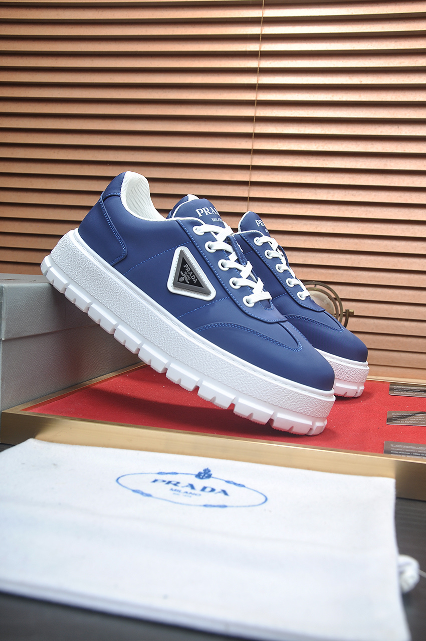 Prada Men's Blue Leather & Fabric Sneakers - Comfortable & Stylish 4 i1745516641136 1925 0 2