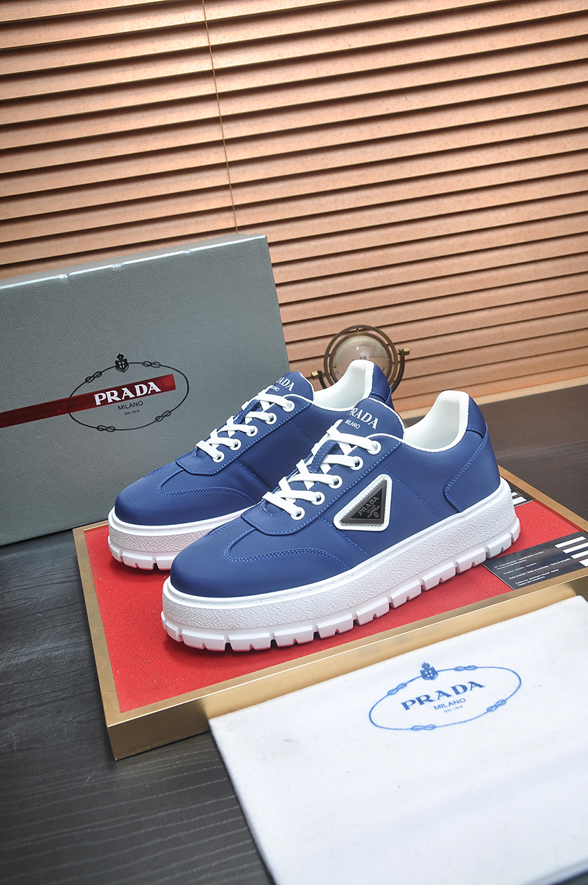 Prada Men's Blue Leather & Fabric Sneakers - Comfortable & Stylish 5 i1745516641150 1179 0 3