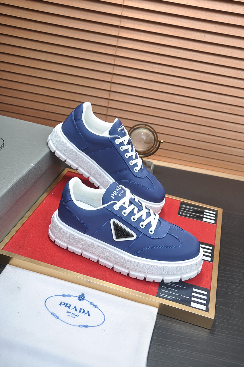 Prada Men's Blue Leather & Fabric Sneakers - Comfortable & Stylish 7 i1745516641157 4545 0 5