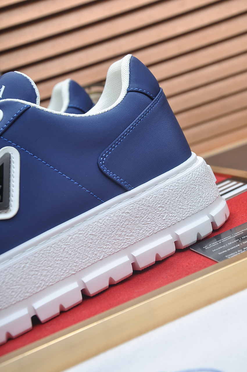 Prada Men's Blue Leather & Fabric Sneakers - Comfortable & Stylish 10 i1745516641978 3930 0 8