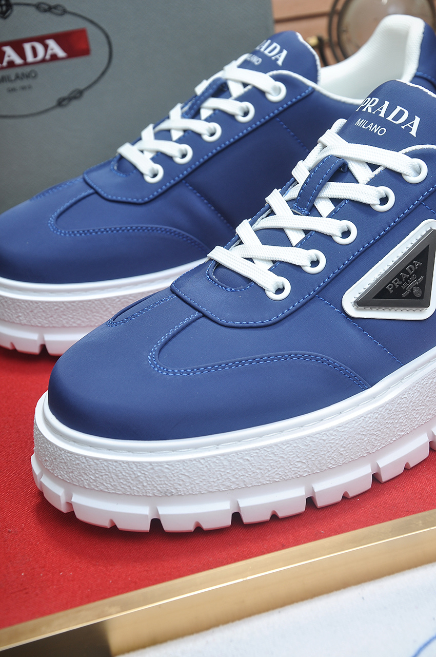 Prada Men's Blue Leather & Fabric Sneakers - Comfortable & Stylish 9 i1745516642009 4369 0 7