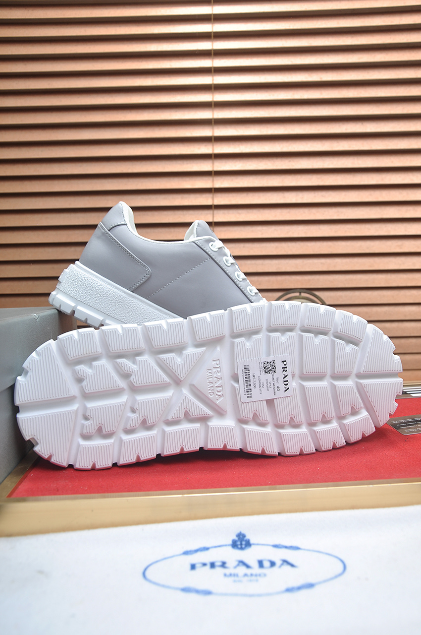 Prada Men's Gray Leather & Fabric Lace-Up Sneakers with Chunky Sole 8 i1745516656897 8010 0 6
