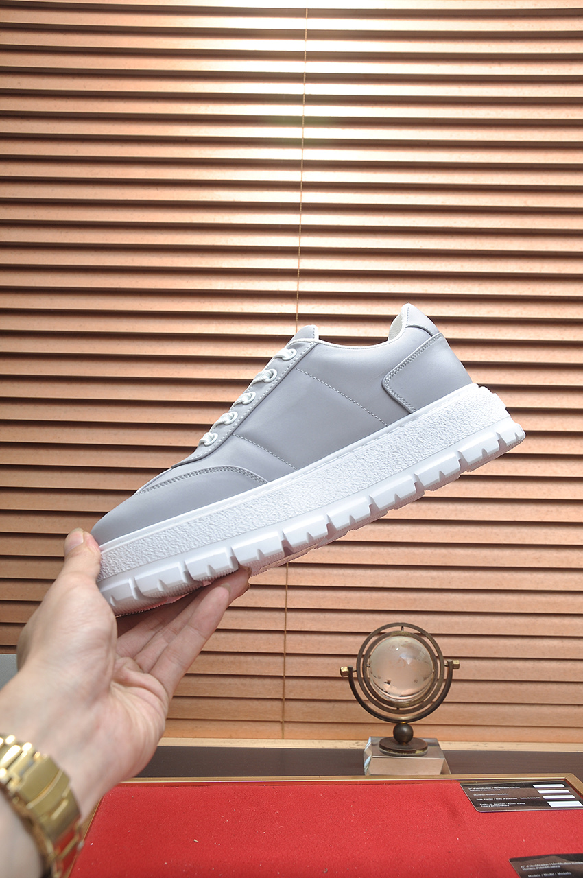 Prada Men's Gray Leather & Fabric Lace-Up Sneakers with Chunky Sole 6 i1745516656924 3269 0 4