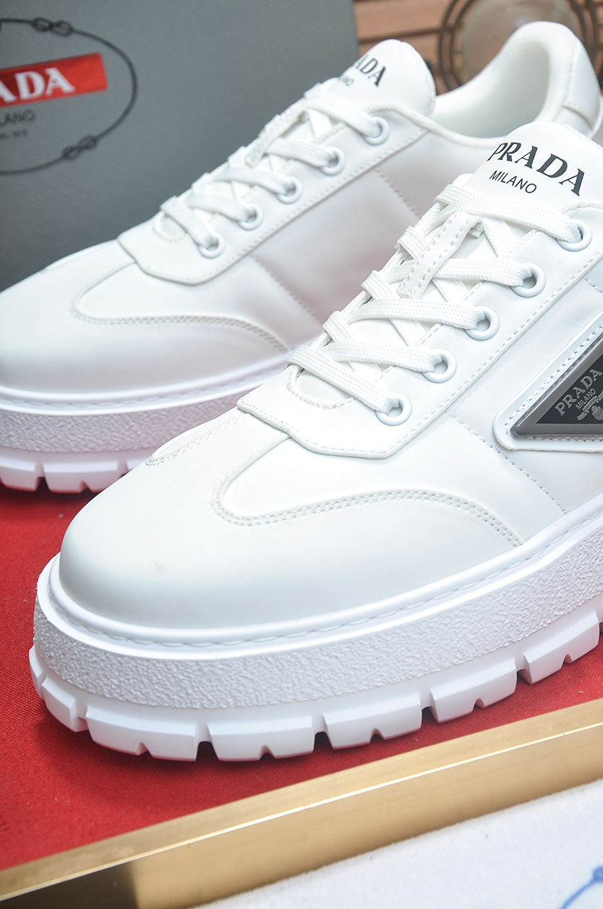 Prada Men's White Leather & Fabric Sneakers Chunky Sole, Size 38-45 9 i1745516668839 4065 0 7