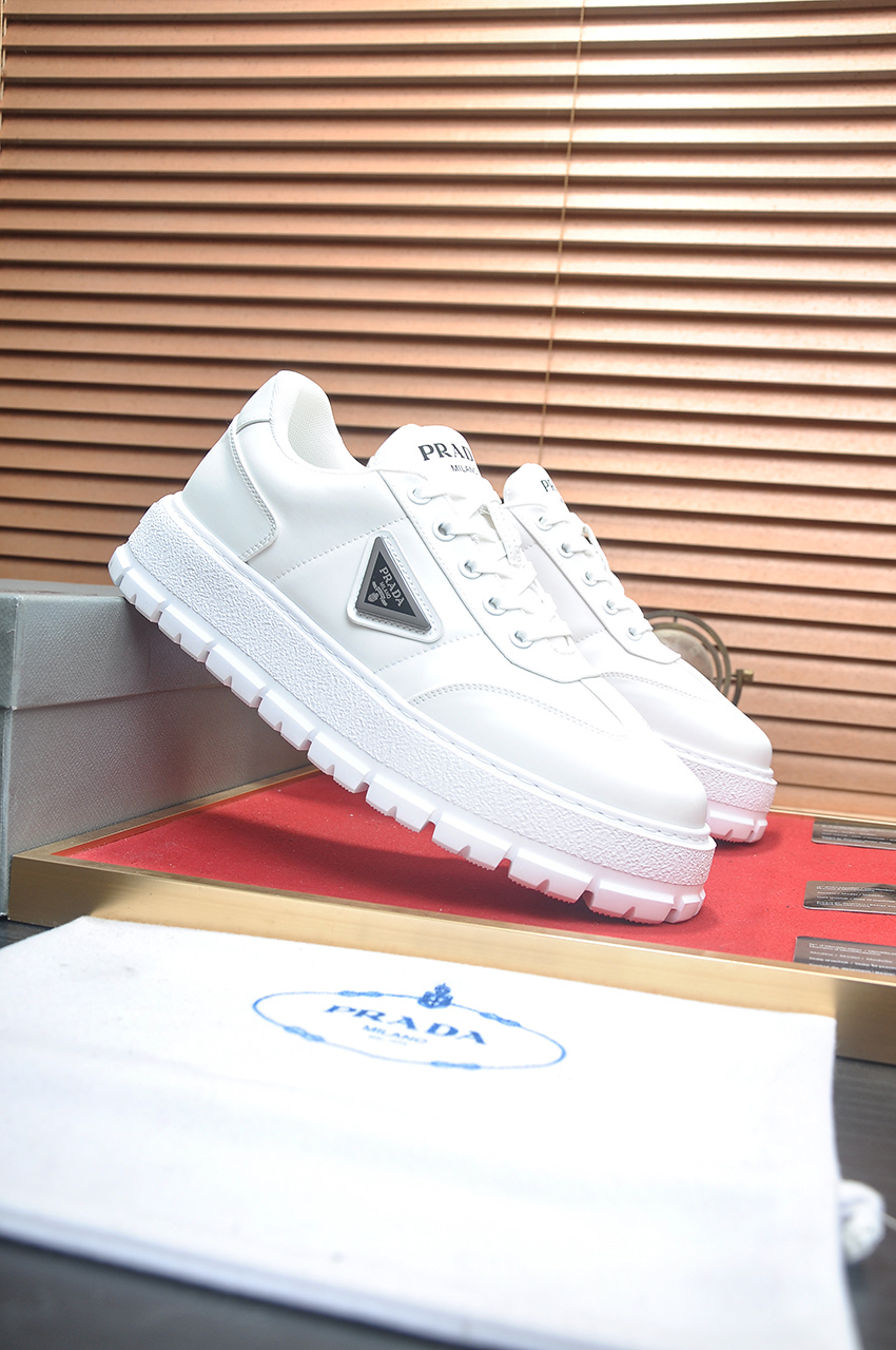 Prada Men's White Leather & Fabric Sneakers Chunky Sole, Size 38-45 4 i1745516668850 3690 0 2