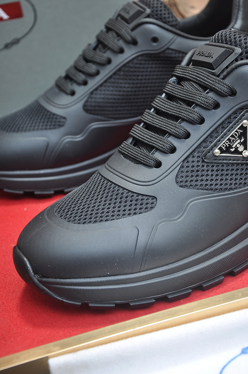 Prada Men's Black Leather and Fabric Sneakers, Breathable, Sizes 38-45 9 i1745516681241 1731 0 7
