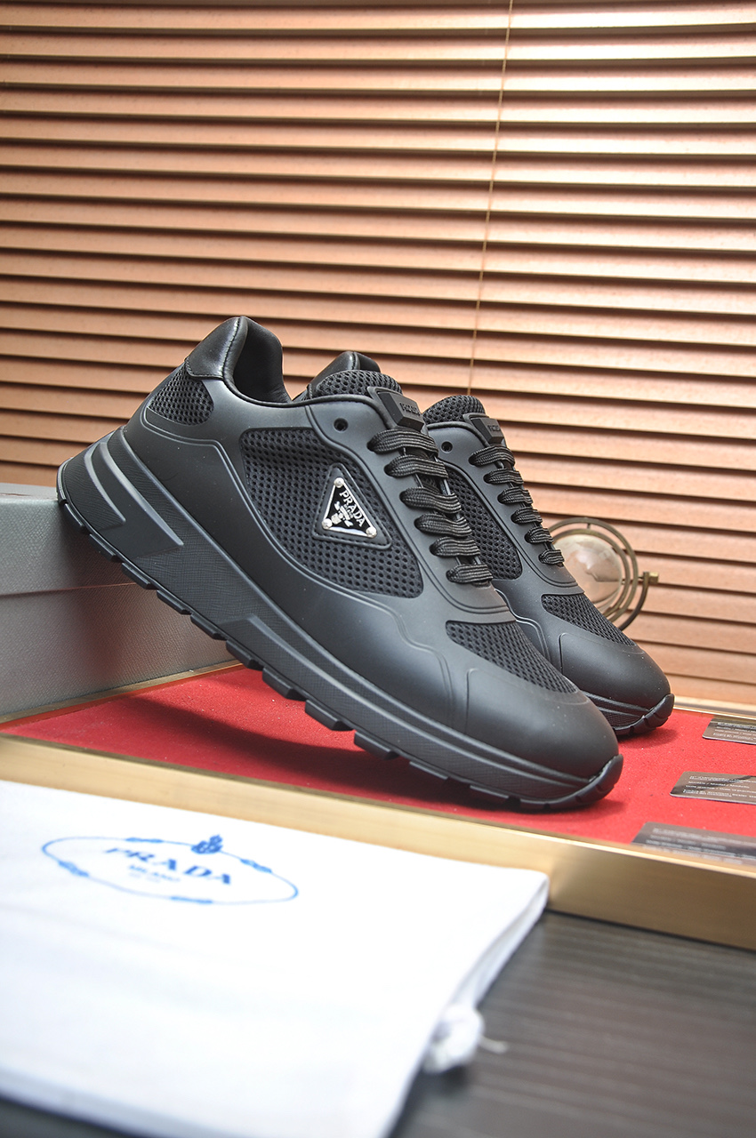 Prada Men's Black Leather and Fabric Sneakers, Breathable, Sizes 38-45 4 i1745516681818 5336 0 2