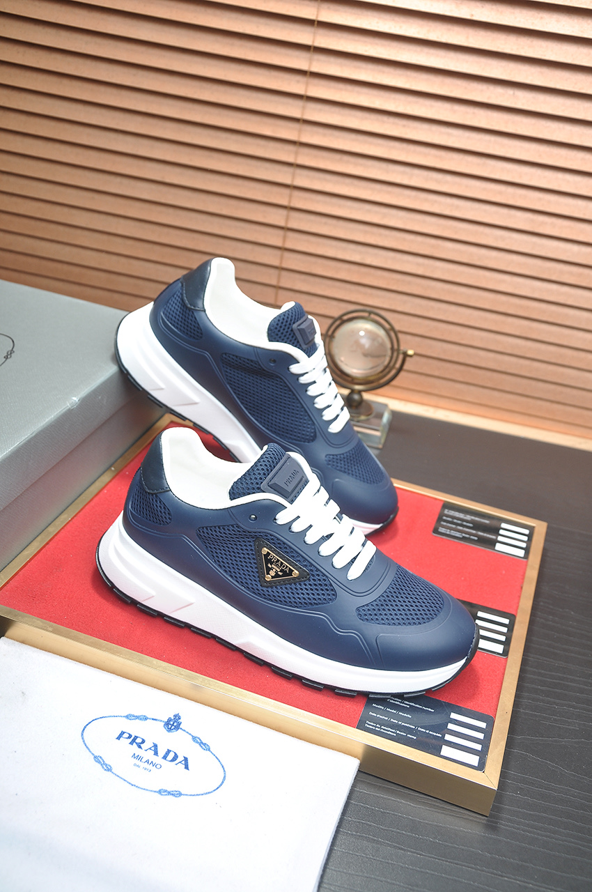 Prada Men's Blue Leather and Mesh Lace-Up Sneakers, Sizes 38-44 7 i1745516693927 4819 0 5