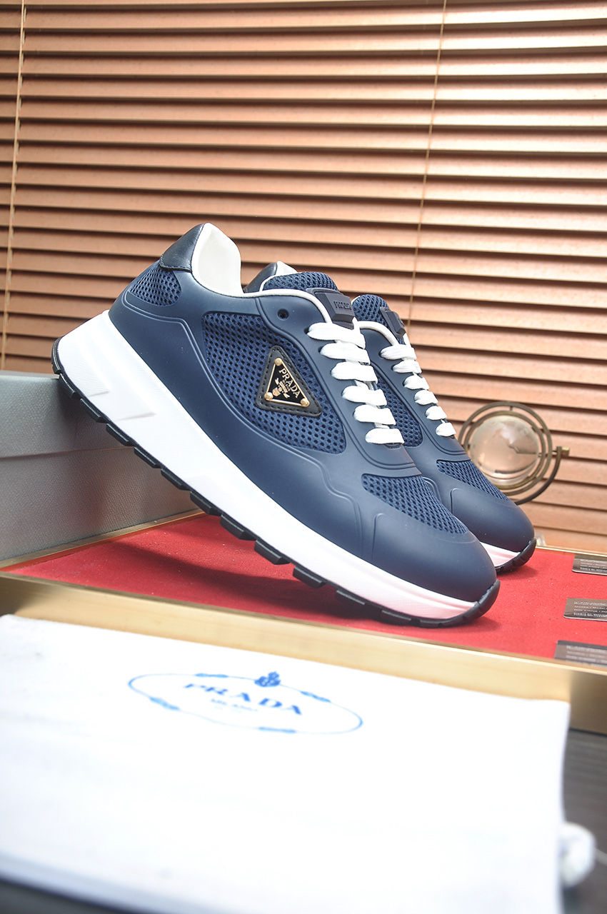 Prada Men's Blue Leather and Mesh Lace-Up Sneakers, Sizes 38-44 4 i1745516694506 132 0 2