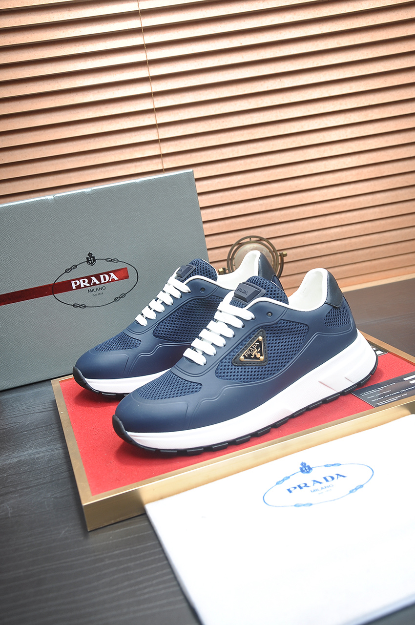 Prada Men's Blue Leather and Mesh Lace-Up Sneakers, Sizes 38-44 5 i1745516694523 5168 0 3