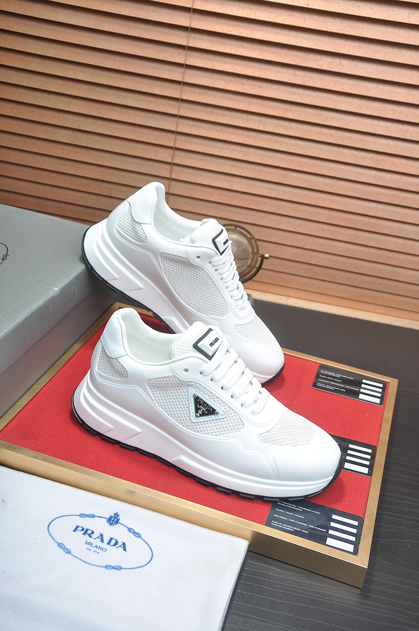 Prada White Leather and Mesh Sneakers for Men, Size 38-45 7 i1745516710524 3299 0 5