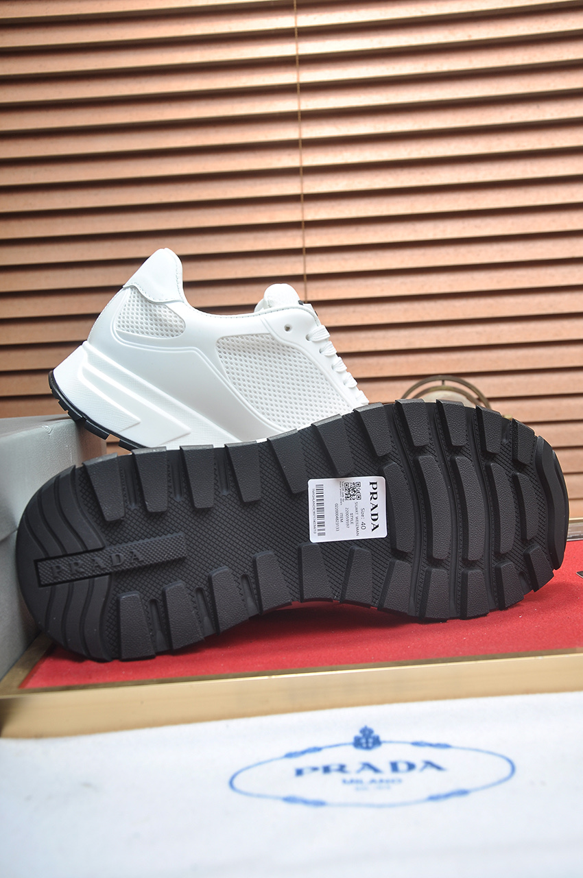 Prada White Leather and Mesh Sneakers for Men, Size 38-45 8 i1745516711046 3932 0 6