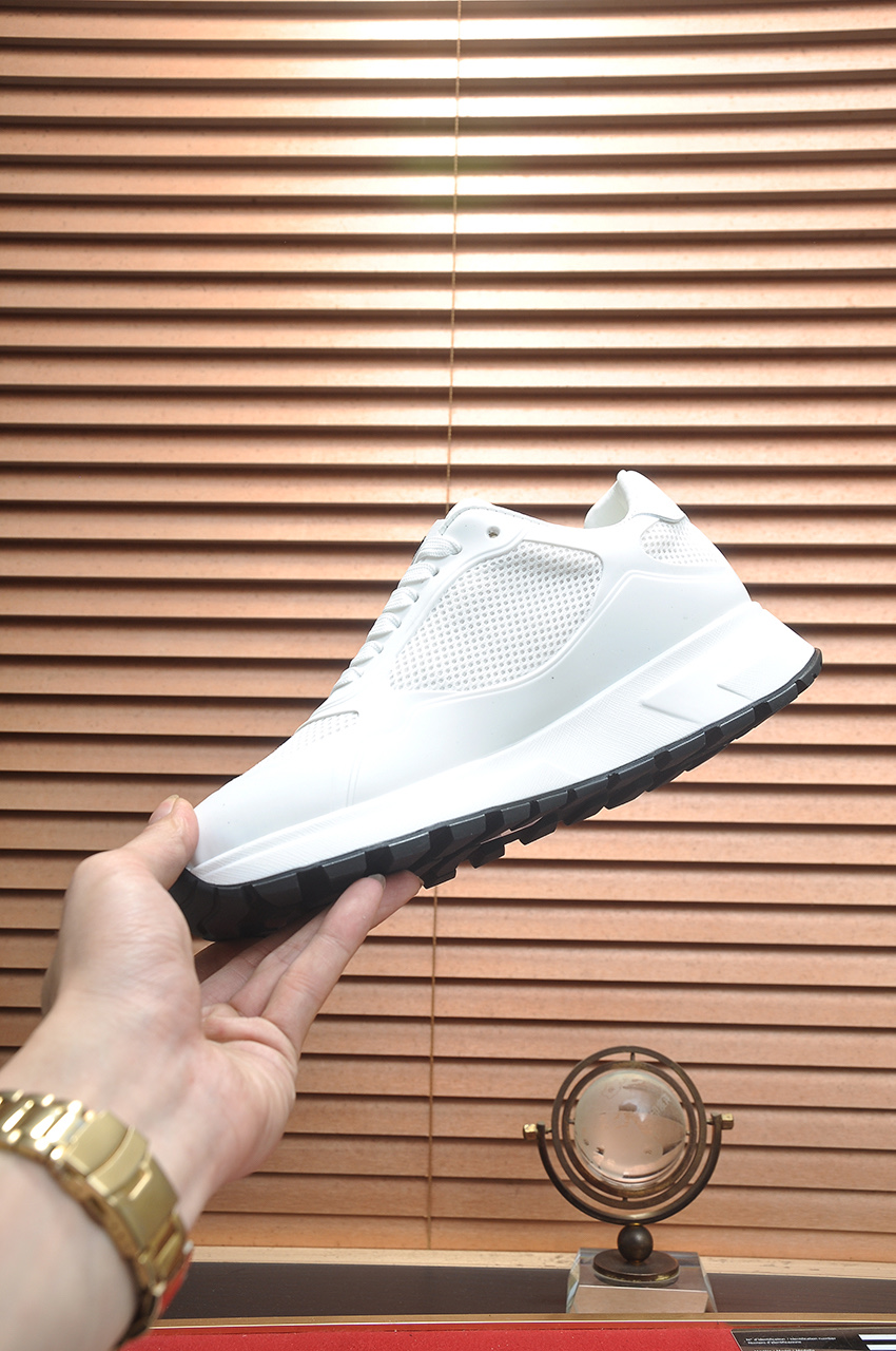 Prada White Leather and Mesh Sneakers for Men, Size 38-45 6 i1745516711067 2532 0 4