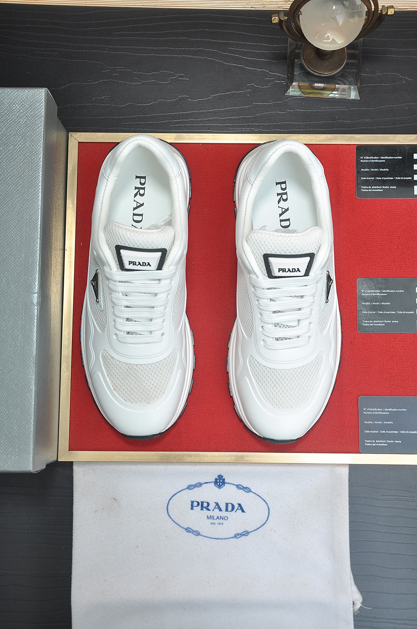Prada White Leather and Mesh Sneakers for Men, Size 38-45 3 i1745516711080 205 0 1
