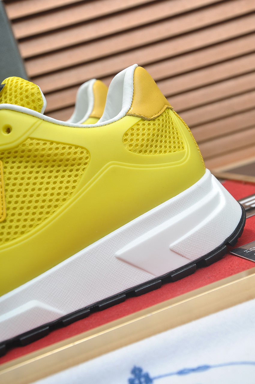 Prada Men's Yellow Leather and Mesh Lace-Up Sneakers, Sizes 38-44 10 i1745516721716 3045 0 8