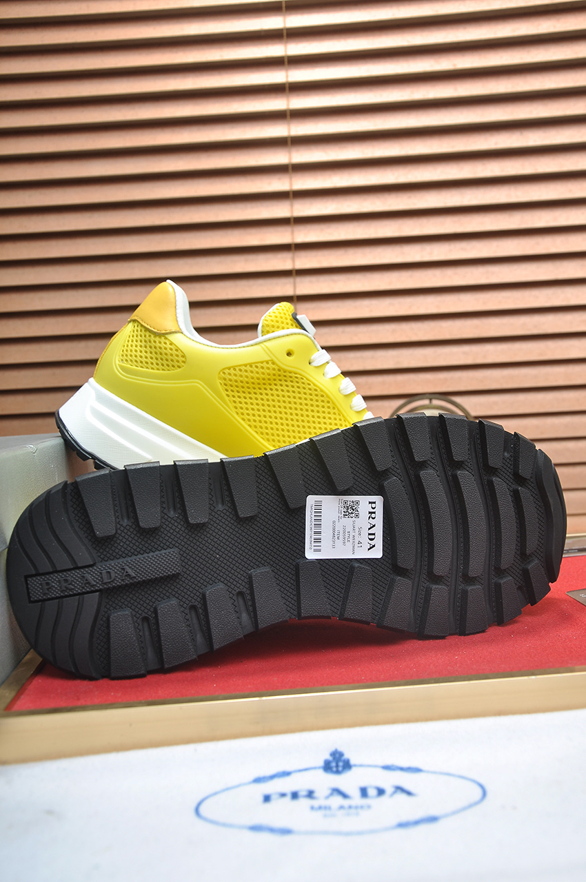 Prada Men's Yellow Leather and Mesh Lace-Up Sneakers, Sizes 38-44 8 i1745516721762 910 0 6