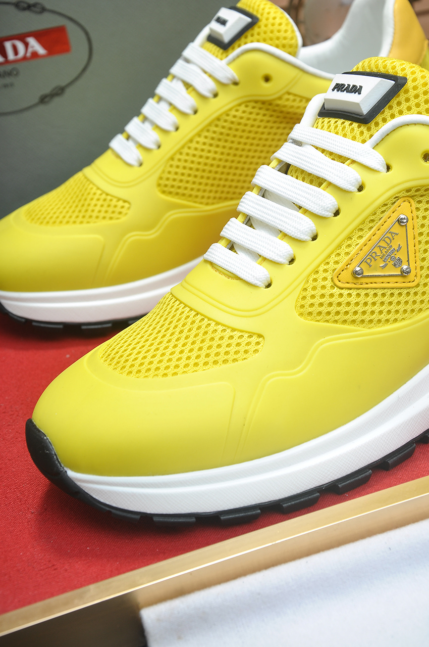Prada Men's Yellow Leather and Mesh Lace-Up Sneakers, Sizes 38-44 9 i1745516721815 3397 0 7