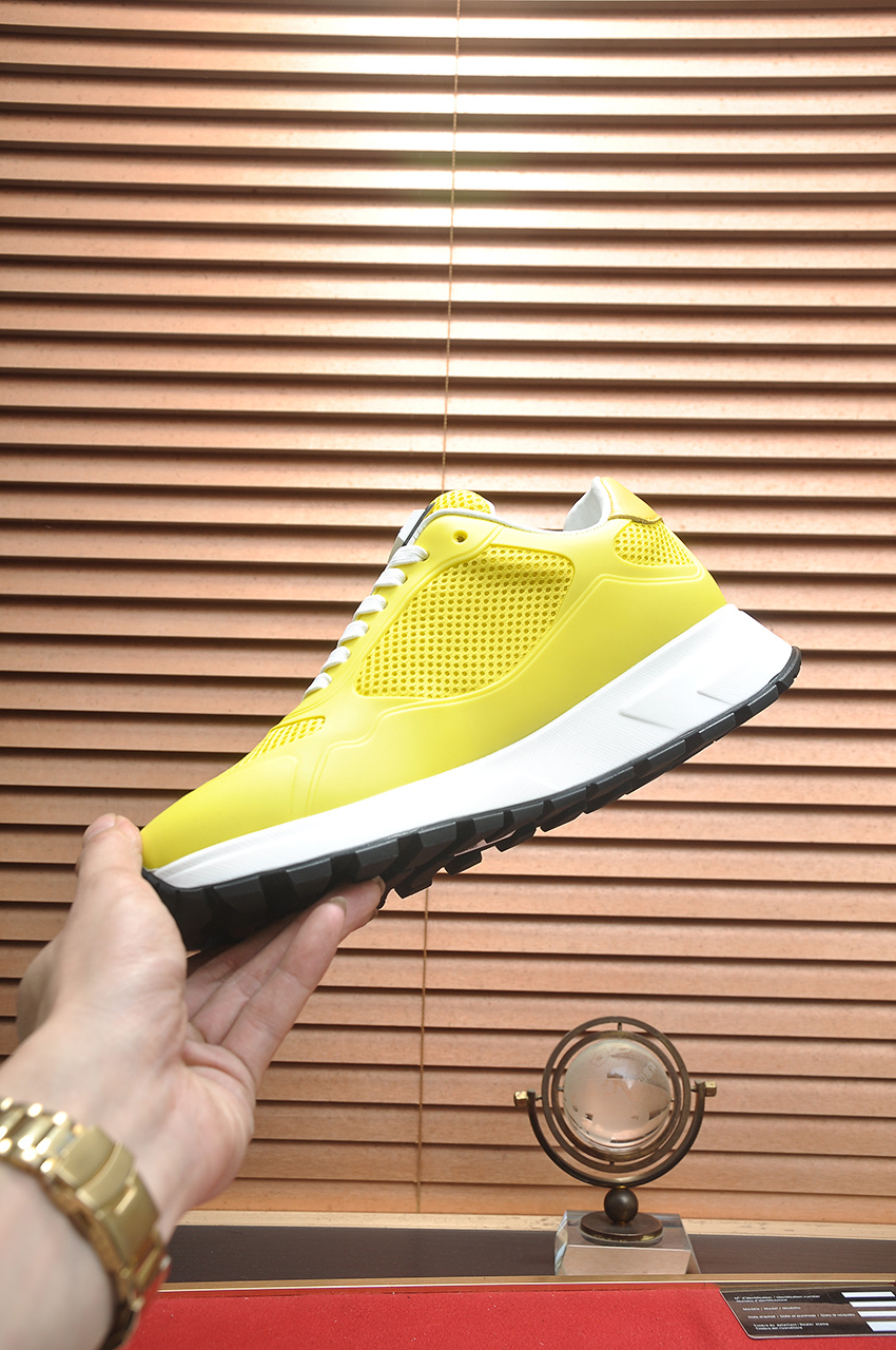 Prada Men's Yellow Leather and Mesh Lace-Up Sneakers, Sizes 38-44 6 i1745516722402 4109 0 4