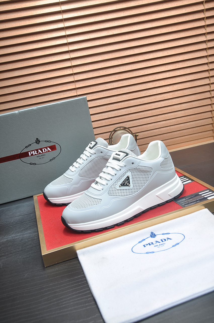 Prada Men's Gray Leather and Mesh Lace-Up Sneakers - Size 38-45 5 i1745516736714 6831 0 3