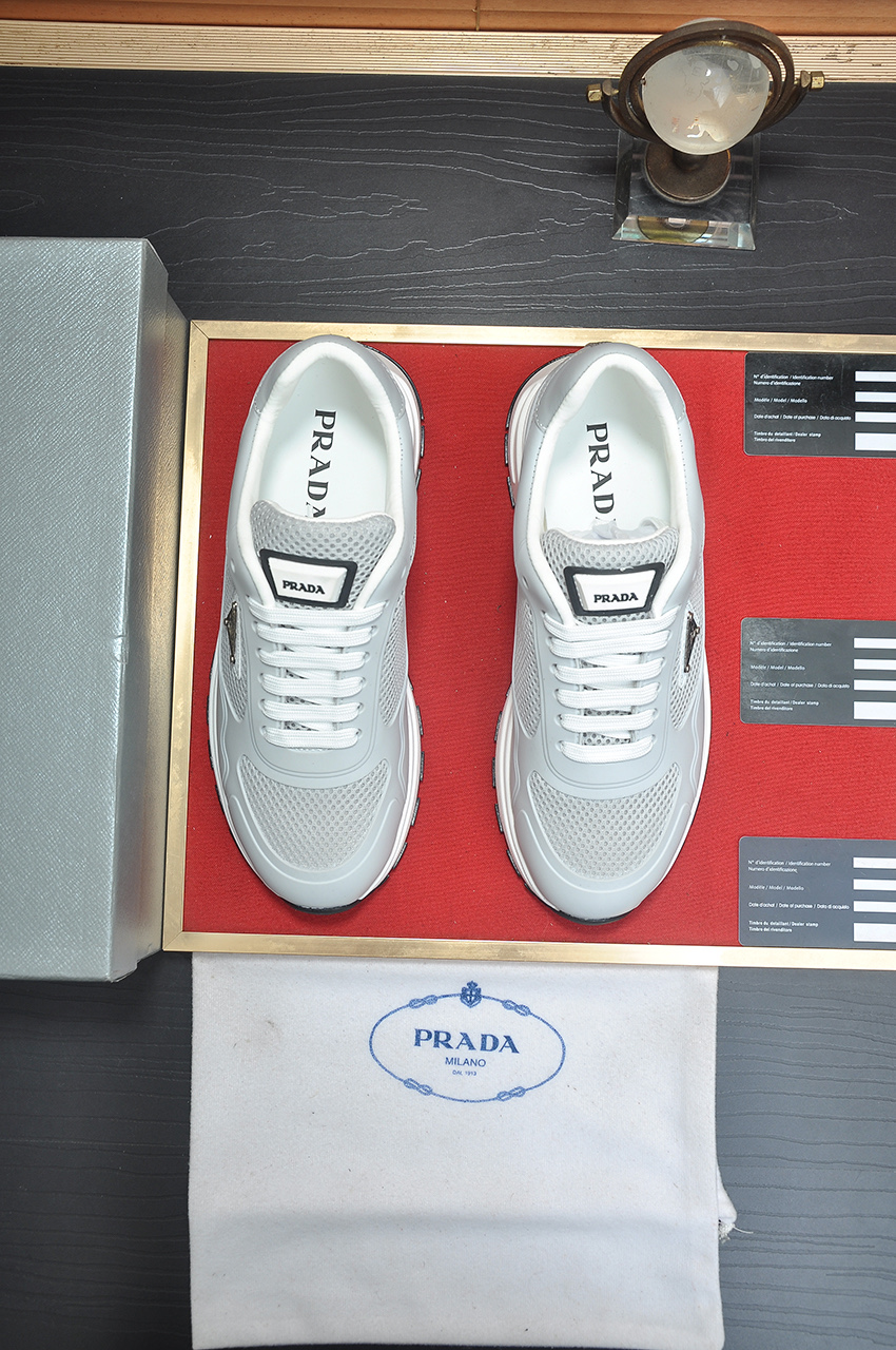 Prada Men's Gray Leather and Mesh Lace-Up Sneakers - Size 38-45 3 i1745516736720 4484 0 1