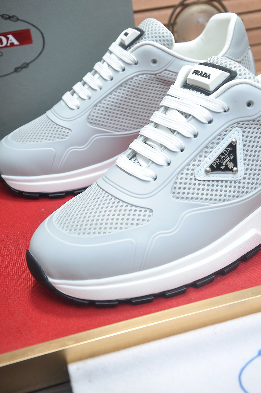 Prada Men's Gray Leather and Mesh Lace-Up Sneakers - Size 38-45 9 i1745516737278 2716 0 7