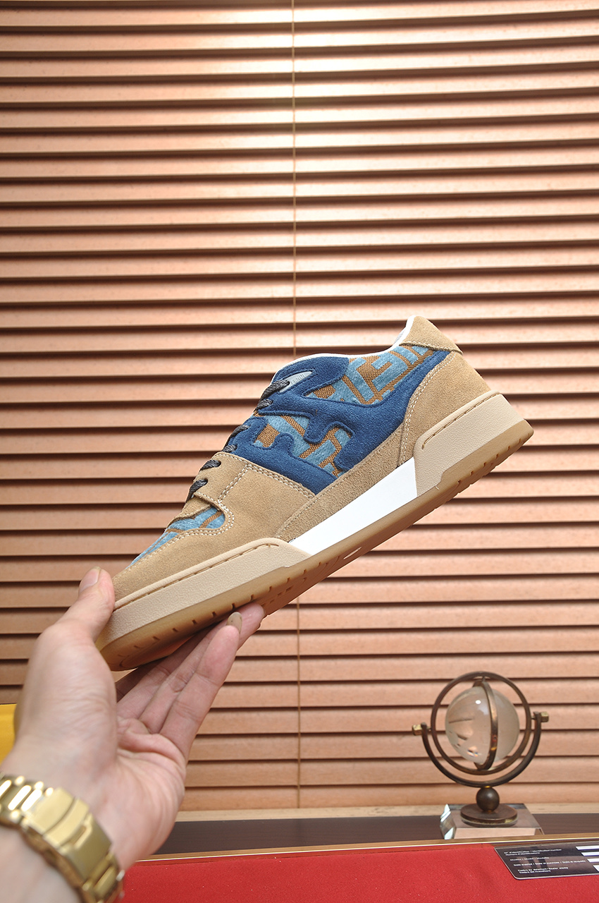 Fendi Match Sneakers Couple Style Silk Leather Breathable Net, Beige/Blue 6 i1745516910903 6084 0 4
