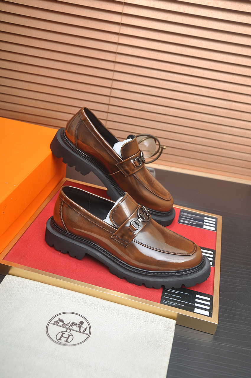 Hermes Men's Classic Leather Loafers with Durable Rubber Sole - Premium Quality 7 i1746465174114 9991 0 5