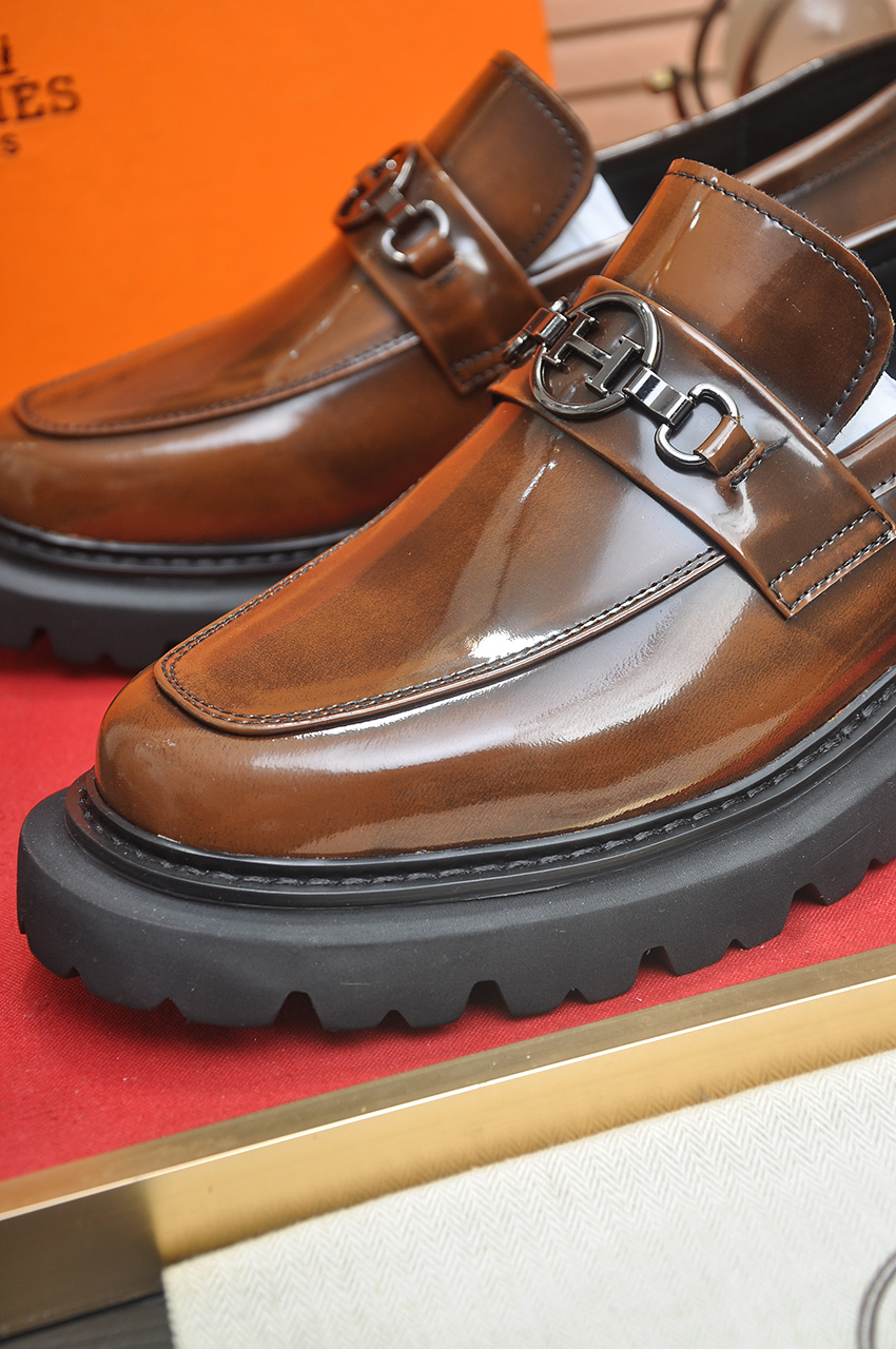 Hermes Men's Classic Leather Loafers with Durable Rubber Sole - Premium Quality 9 i1746465174121 1489 0 7