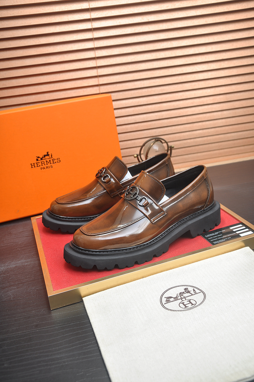 Hermes Men's Classic Leather Loafers with Durable Rubber Sole - Premium Quality 4 i1746465174745 977 0 2