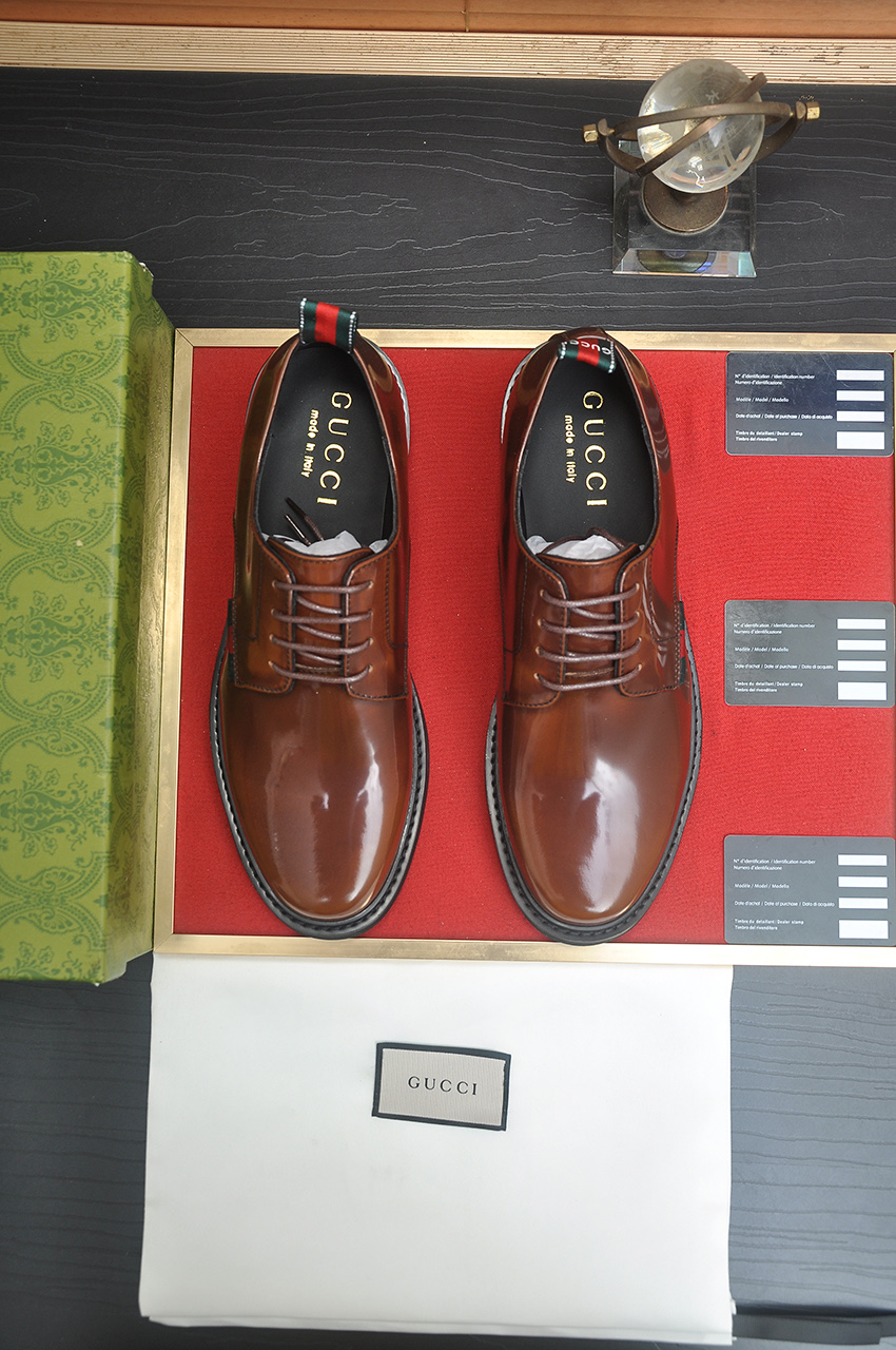 Gucci Men's Leather Dress Shoes, Italian Luxury, Brown, Sizes 38-44 1 Gucci Men's Leather Dress Shoes, Italian Luxury, Brown, Sizes 38-44