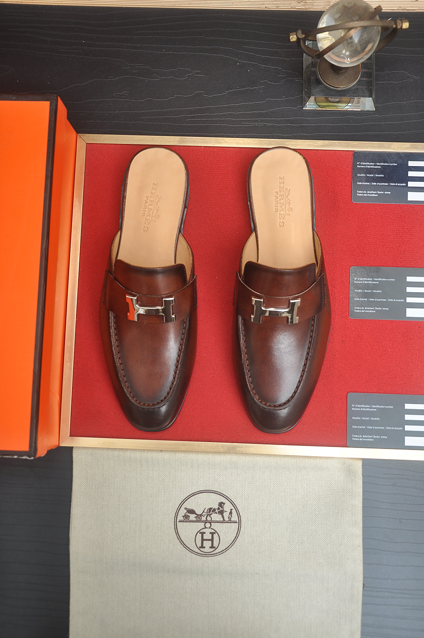 Hermes Men's Leather Casual Mules Sandals | Designer Slides 2 i1746725023741 9890 0 0