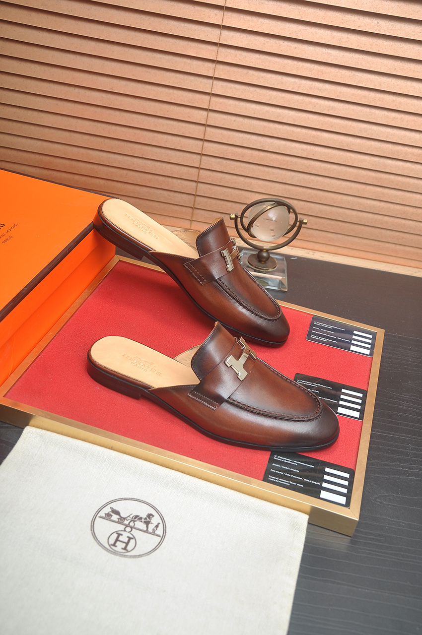 Hermes Men's Leather Casual Mules Sandals | Designer Slides 8 i1746725023754 4863 0 6