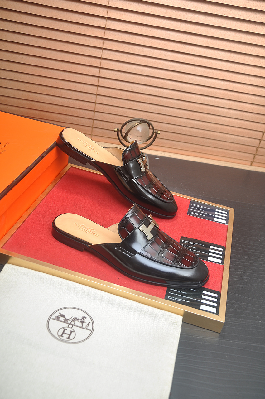 Hermes Men's Leather Mules | Fashionable & Comfortable Slides Size 38-44 8 i1746725058214 8422 0 6