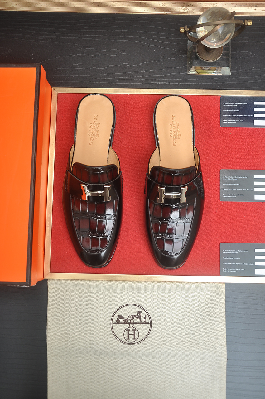 Hermes Men's Leather Mules | Fashionable & Comfortable Slides Size 38-44 2 i1746725058223 3522 0 0