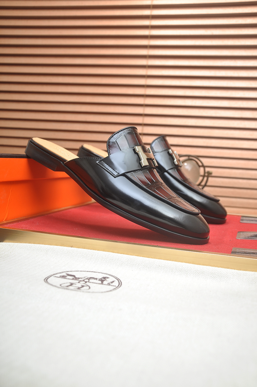 Hermes Men's Leather Mules | Fashionable & Comfortable Slides Size 38-44 3 i1746725058716 5914 0 1
