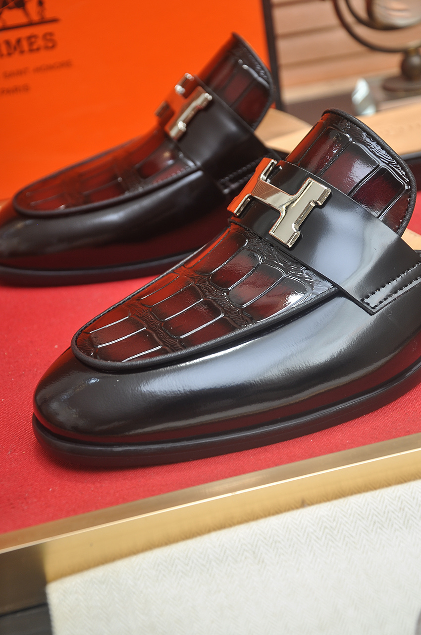 Hermes Men's Leather Mules | Fashionable & Comfortable Slides Size 38-44 10 i1746725058758 7378 0 8