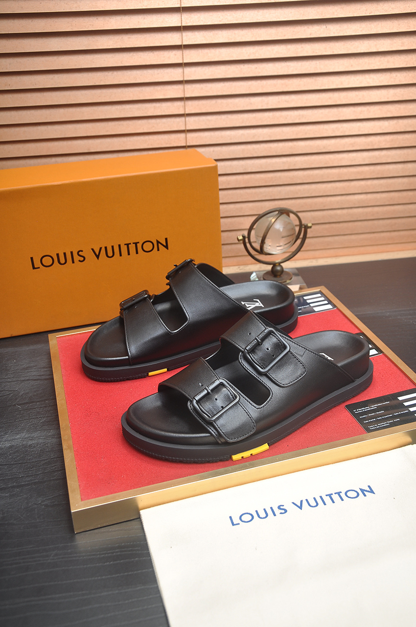 Louis Vuitton Men's Leather Sandals Summer Fashion Style, Black, Sizes 38-45 4 i1746725182989 261 0 2