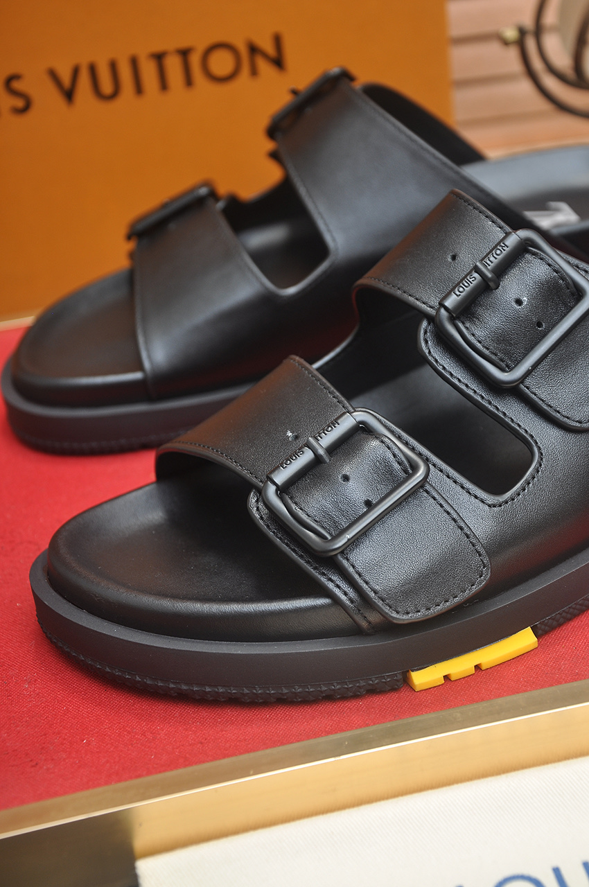 Louis Vuitton Men's Leather Sandals Summer Fashion Style, Black, Sizes 38-45 10 i1746725183780 2428 0 8