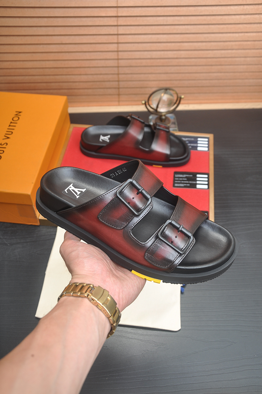 Louis Vuitton Men's Leather Sandals | Stylish Summer Slides, Sizes 38-45 8 i1746725239771 1493 0 6