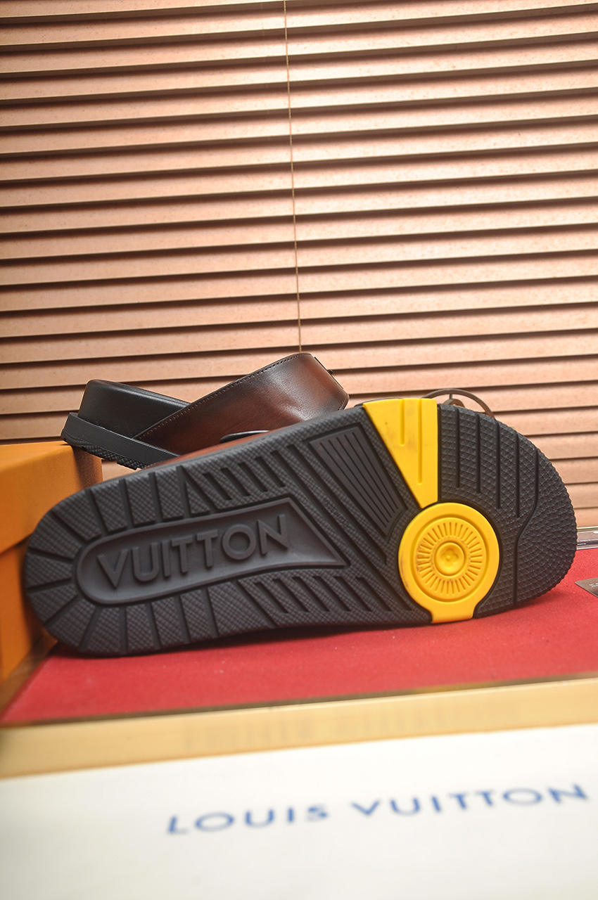Louis Vuitton Men's Leather Sandals | Fashionable Summer Slides 8 i1746725291455 4923 0 6
