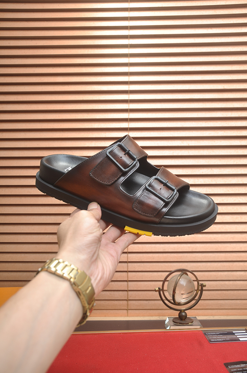 Louis Vuitton Men's Leather Sandals | Fashionable Summer Slides 6 i1746725291490 3258 0 4