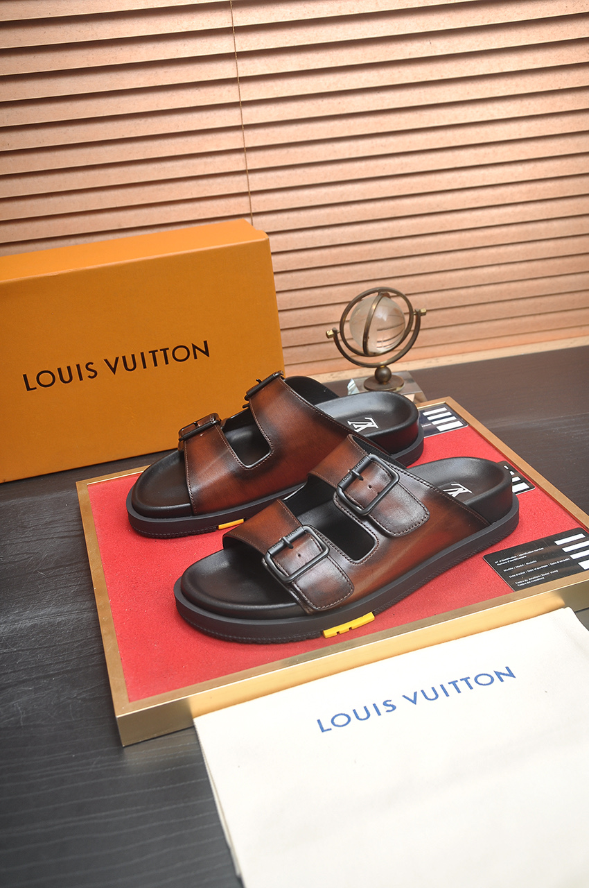 Louis Vuitton Men's Leather Sandals | Fashionable Summer Slides 4 i1746725292216 7532 0 2