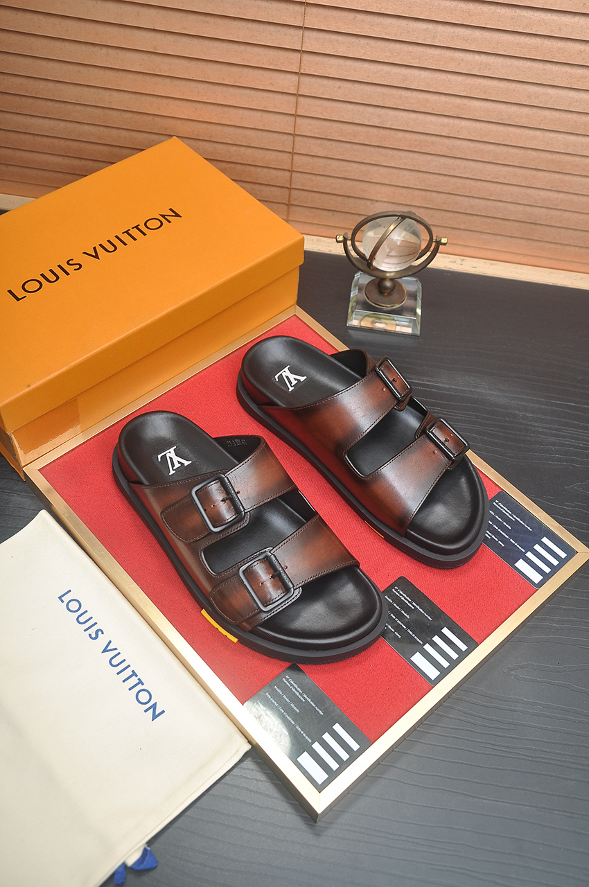 Louis Vuitton Men's Leather Sandals | Fashionable Summer Slides 5 i1746725292226 1328 0 3